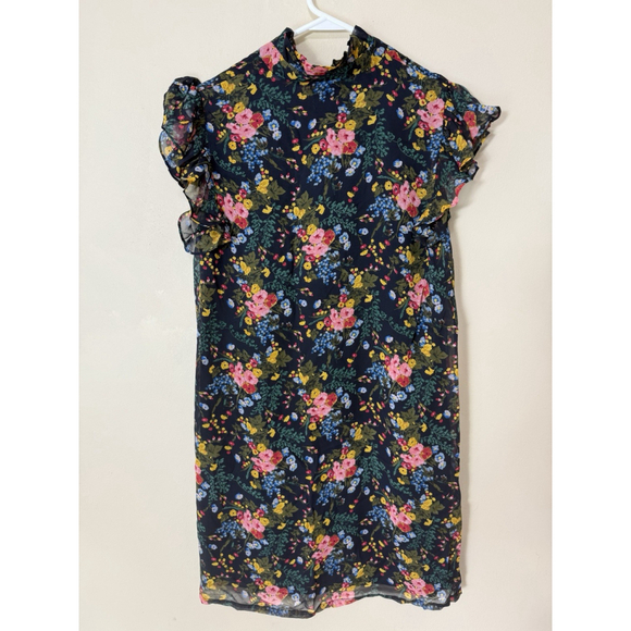 Madewell x No. 6 Garden Bouquet Silk Beacon Mini Dress 0 Black Pink Blue Floral - Picture 9 of 9